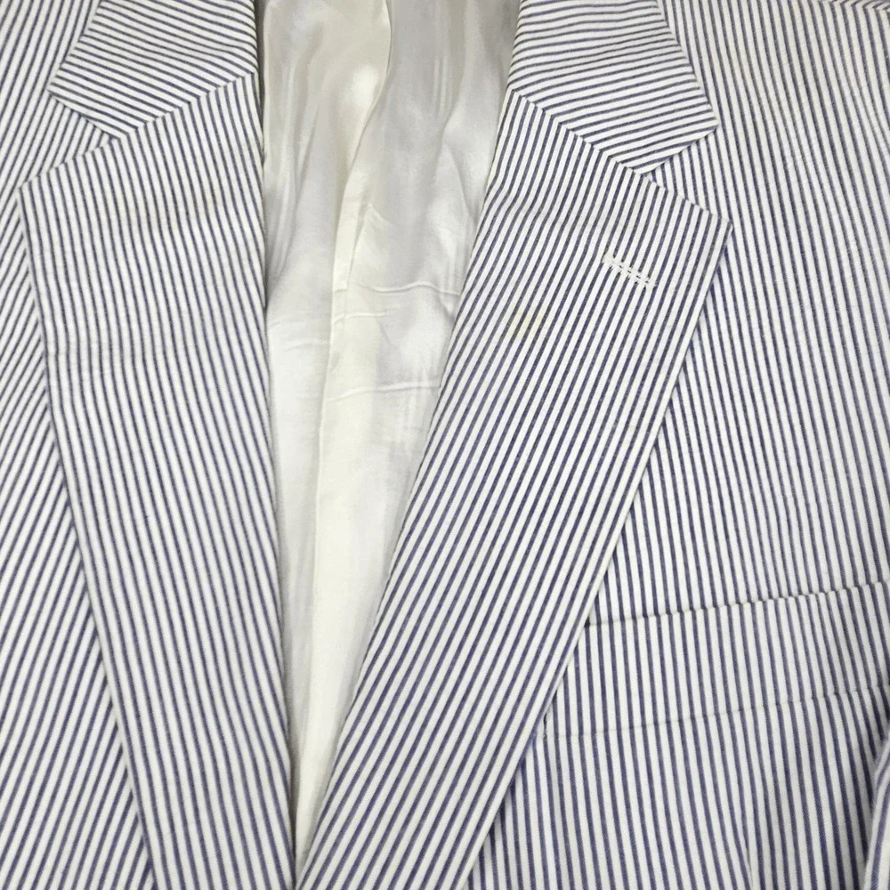 Brooks Brothers 346 Seersucker Blazer Mens 42R Sport Coat Striped Cotton Jacket